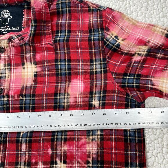 Rare Two Gypsea Souls AC/DC Flannel Shirt Custom Upcycled One of a Kind Rock XL - Picture 8 of 9